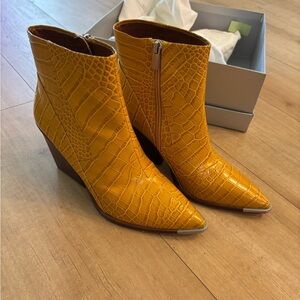 Vince Camuto Yellow Leather Ankle Booties
